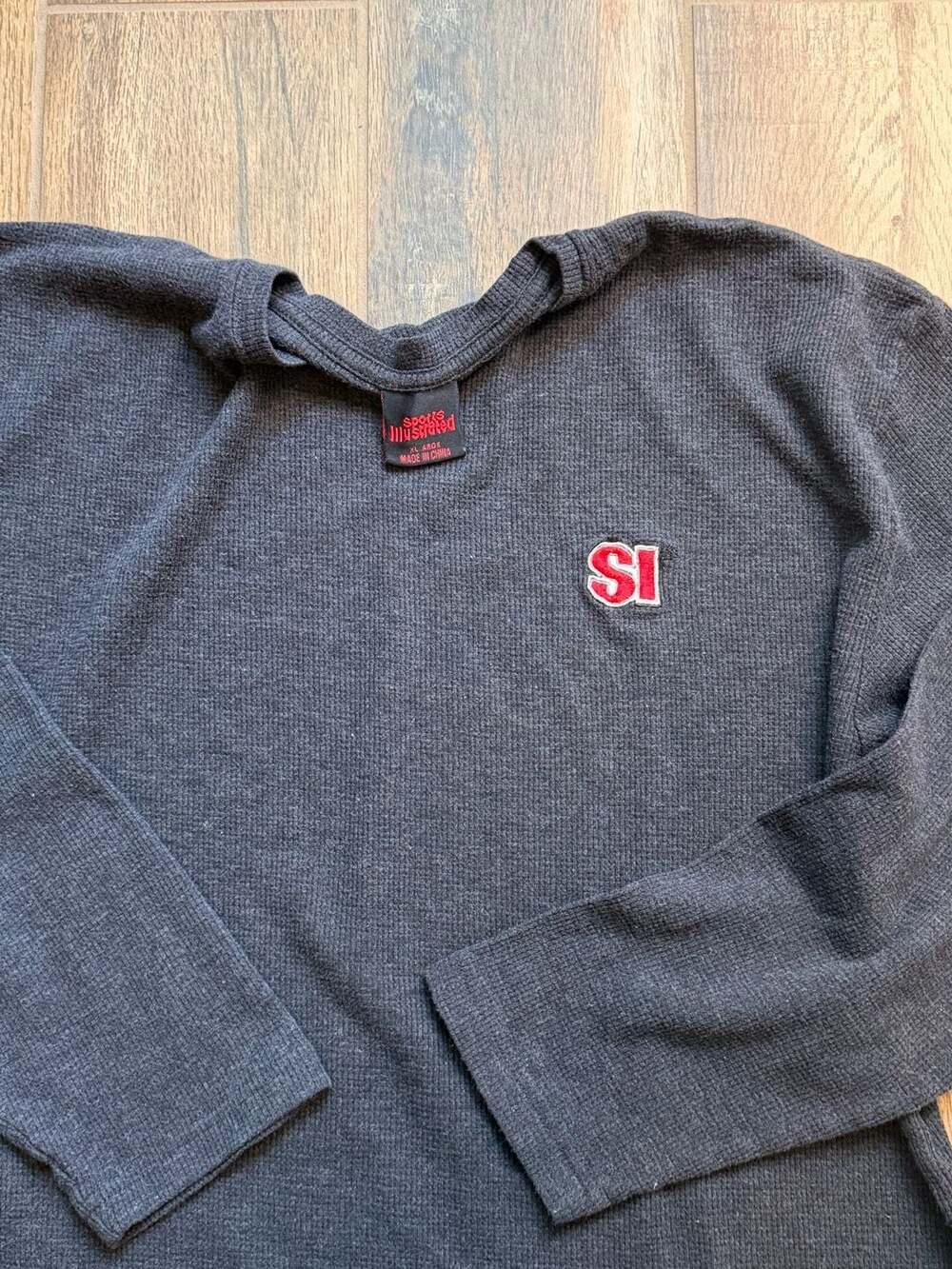 Vintage Sports Illustrated Men's Charcoal Gray Knit Thermal Long Sleeve Shirt